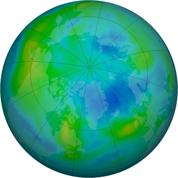 Arctic ozone map for 15 October 1996